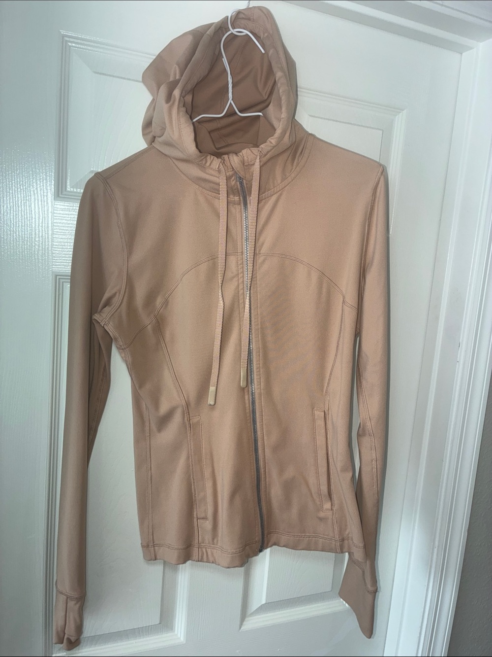 Women’s Lightweight Full-Zip Hooded Jacket - Beige fitted